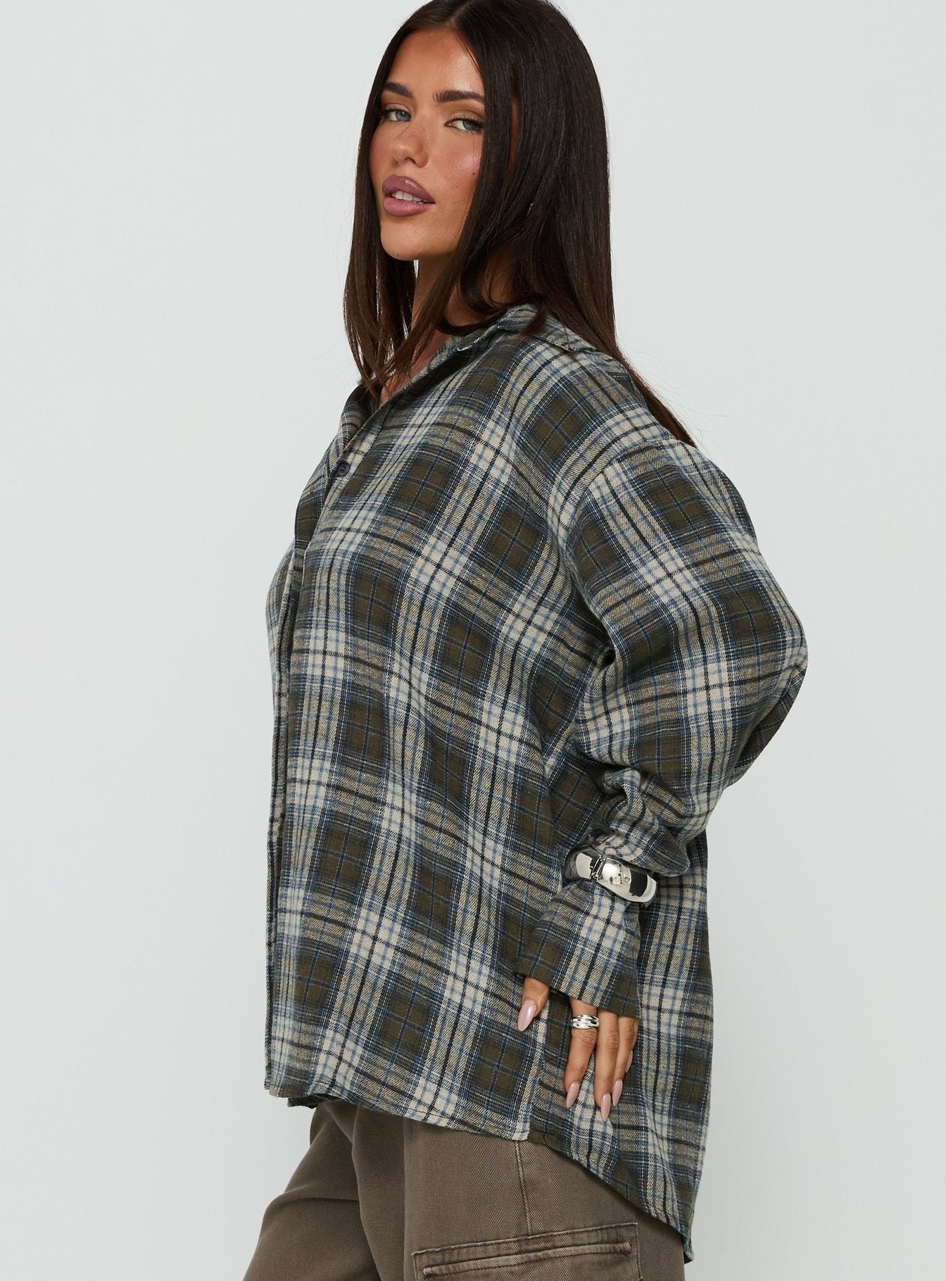 Fever Dreams Oversized Collared Shirt Check