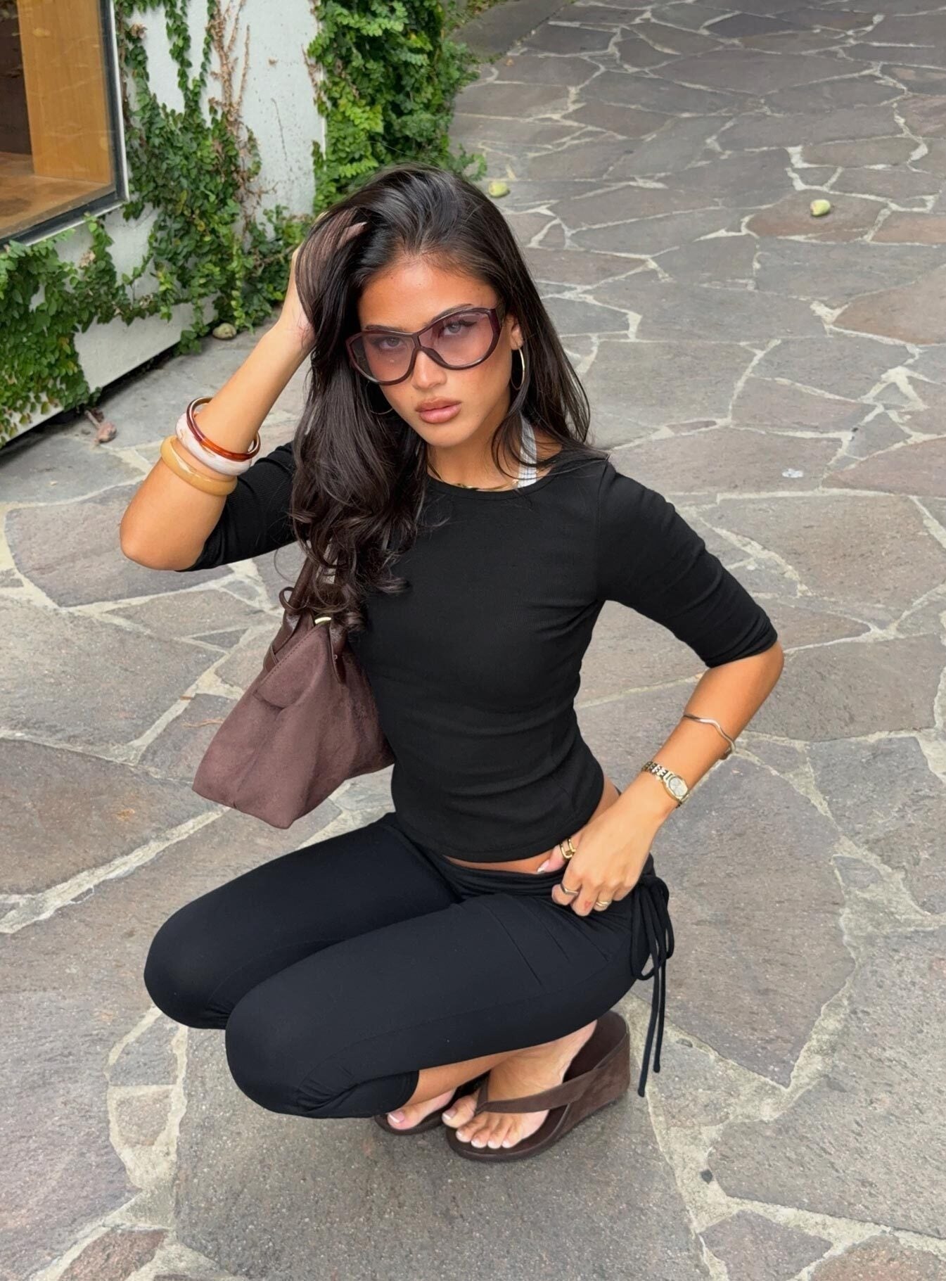 Elaia 3/4 Sleeve Top Black