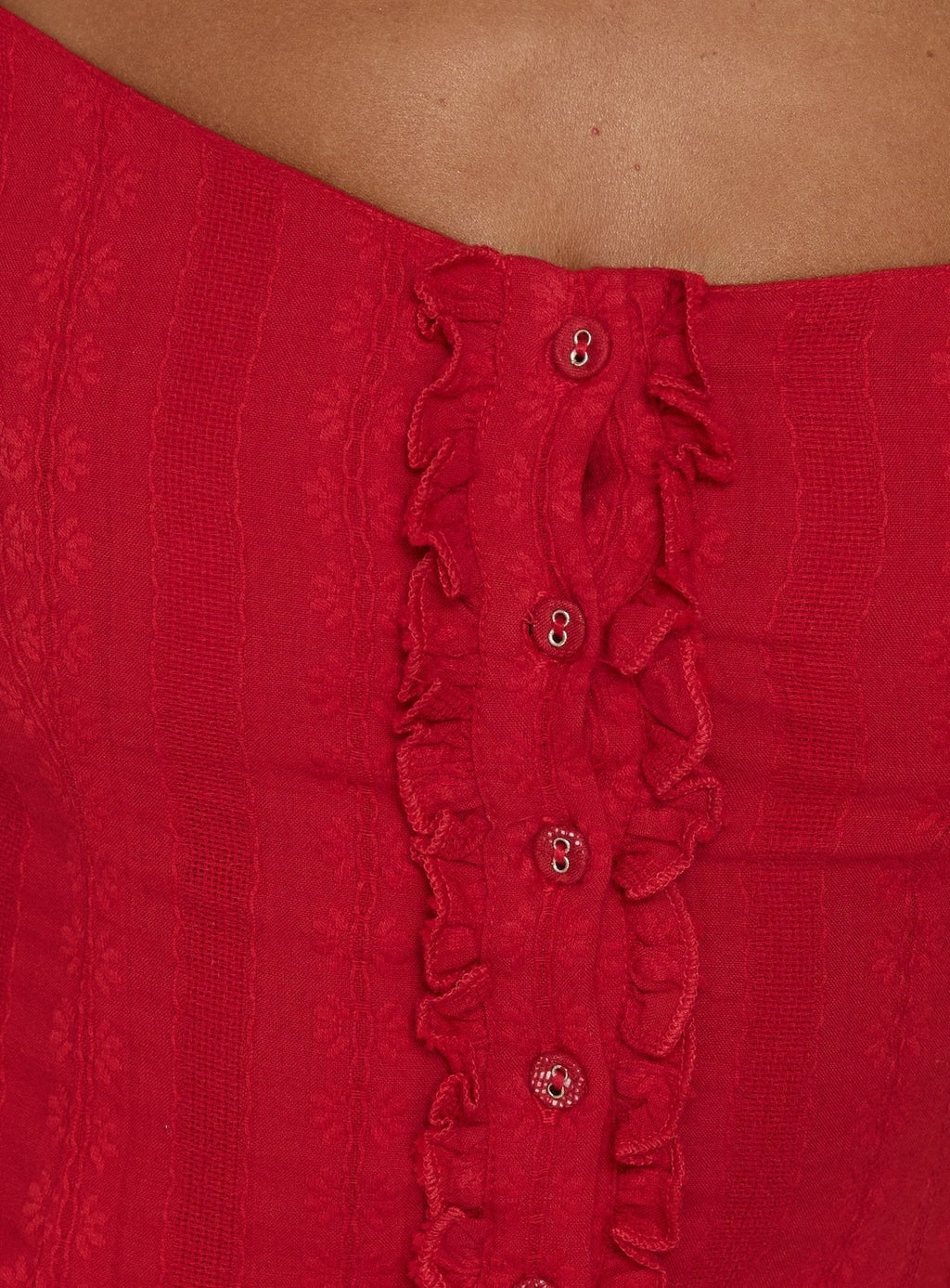 Gysella Off Shoulder Woven Top Red