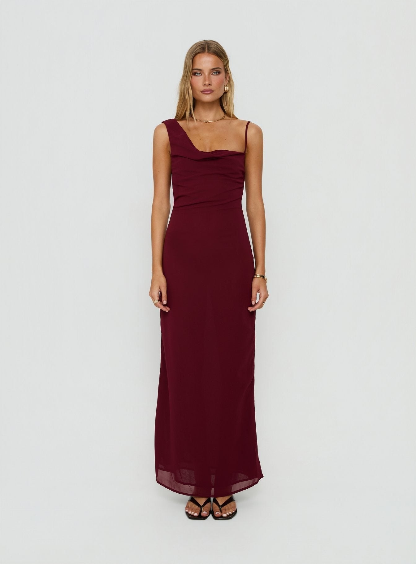 Laurisa Draped Maxi Dress Wine
