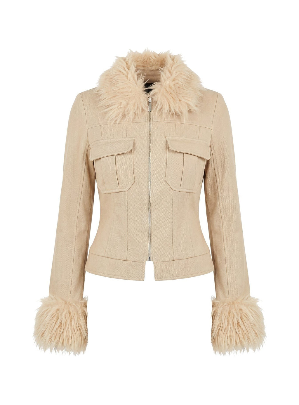 Nindie Faux Fur Contrast Jacket Tan