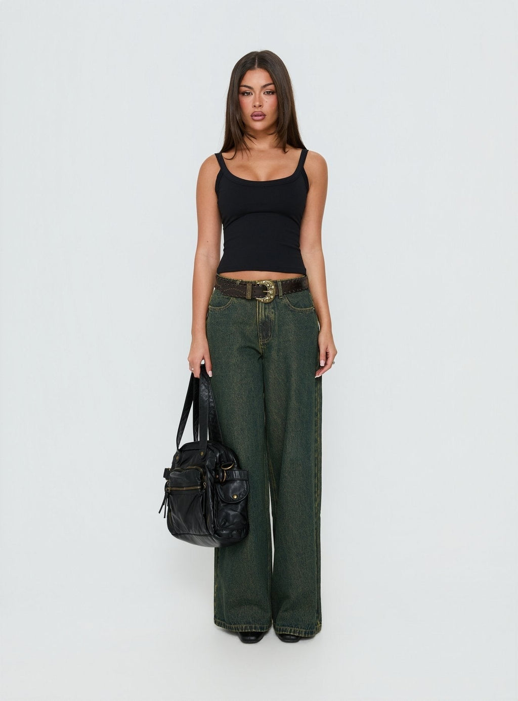Naylor Mid Rise Wide Leg Jeans Grunge Wash