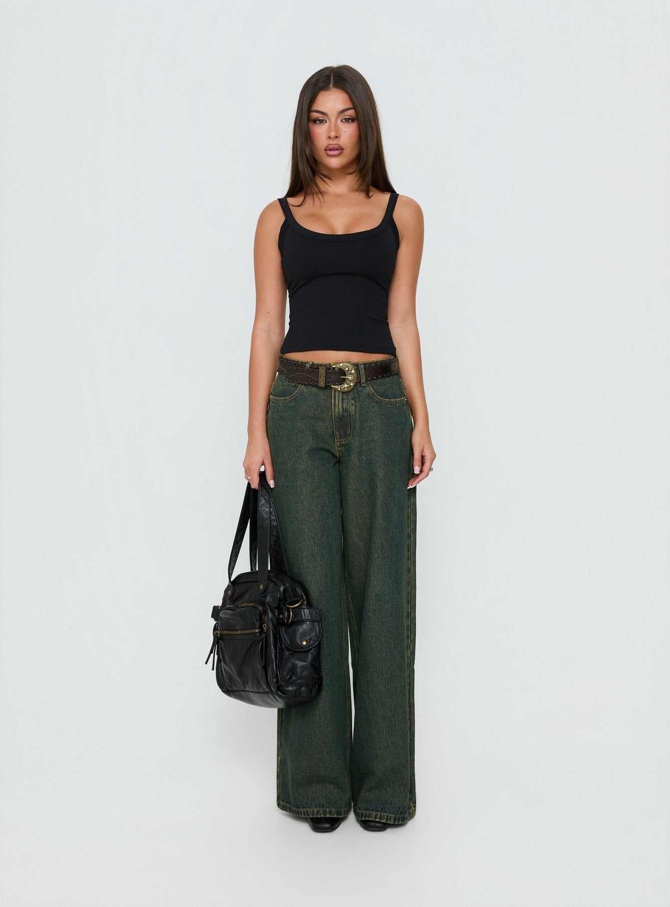 Naylor Mid Rise Wide Leg Jeans Grunge Wash