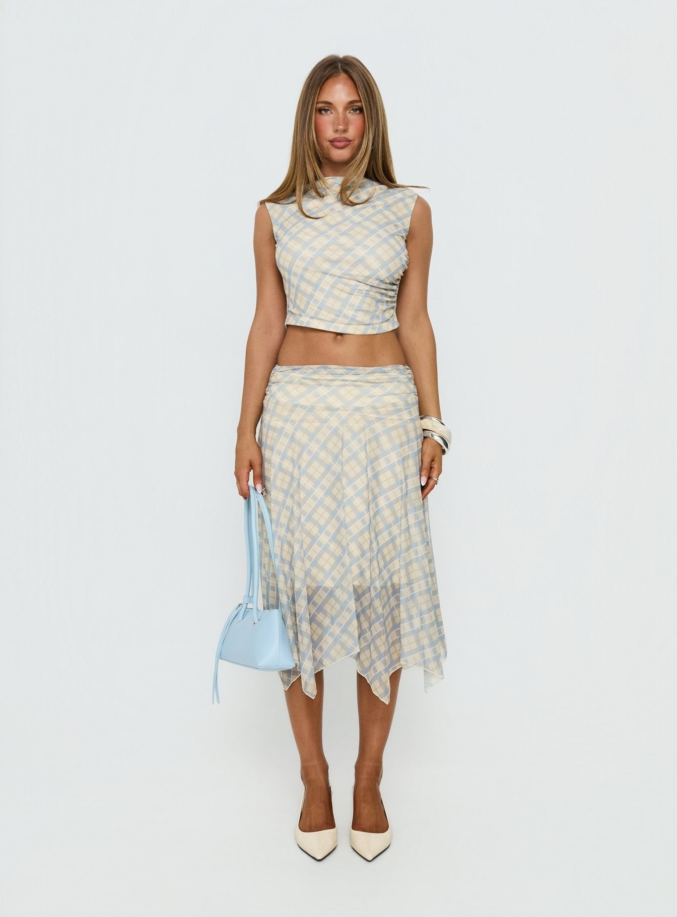In My Lane Ruched Waist Midi Skirt Multi