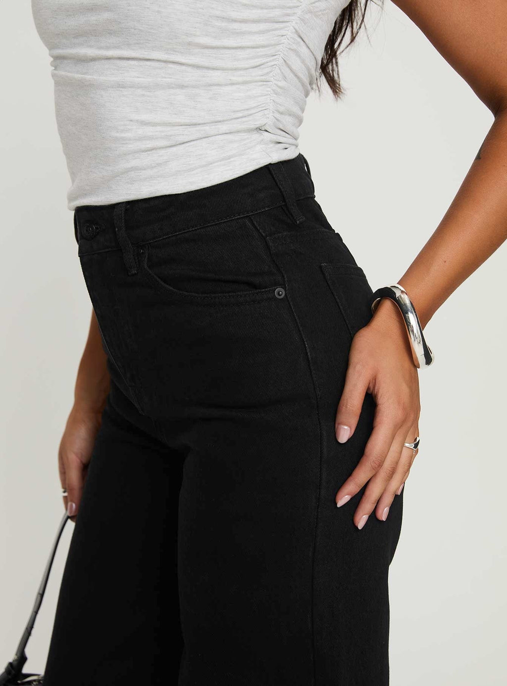 Goldie High Rise Wide Leg Jeans Black Tall