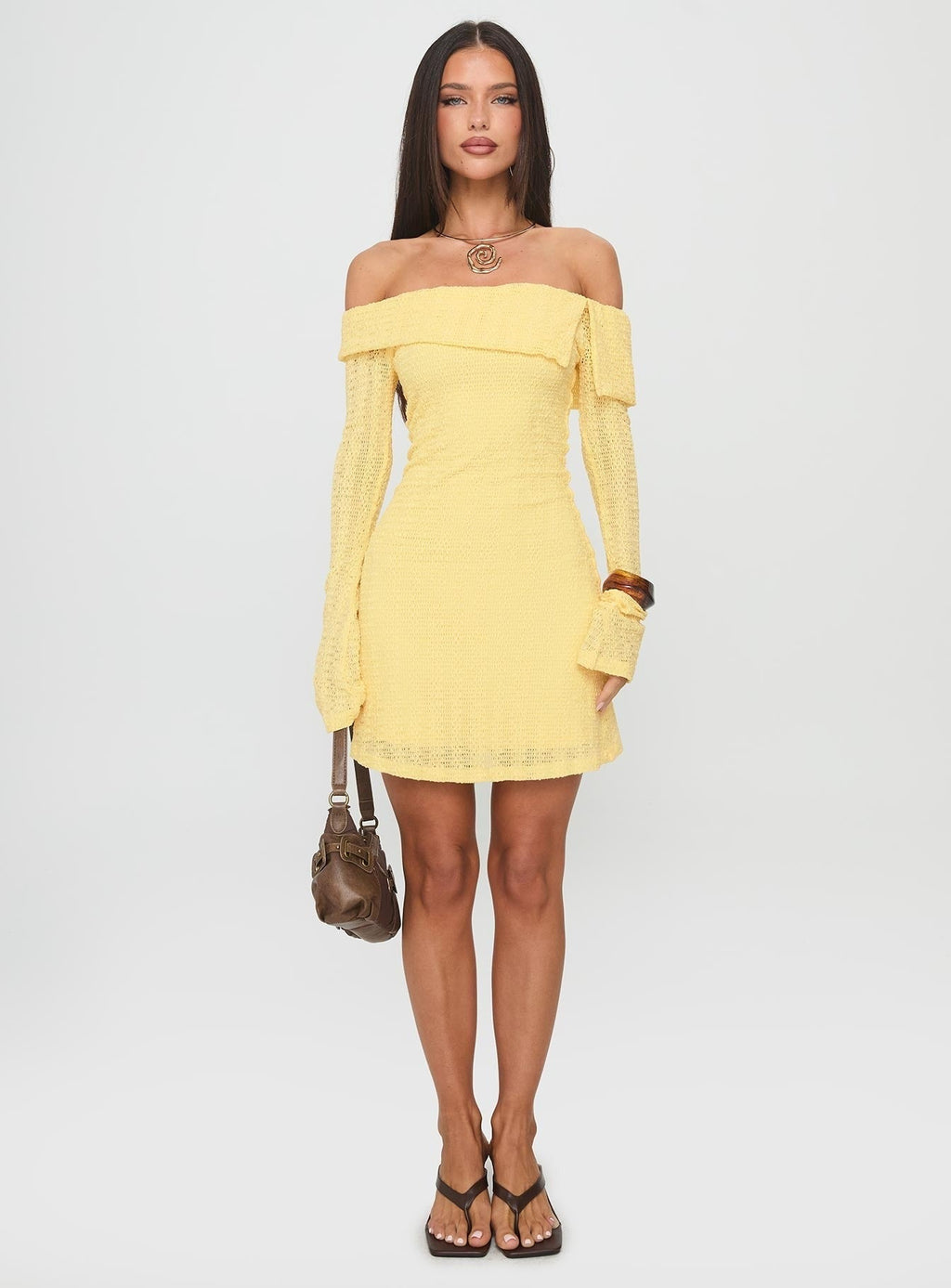 Vierra Long Sleeve Mini Dress Lemon