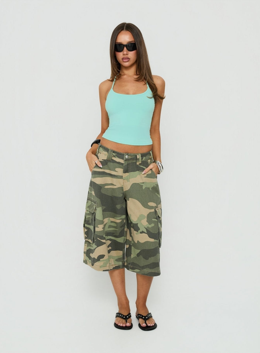 Daily Define Thin Strap Halter Tank Top Turquoise