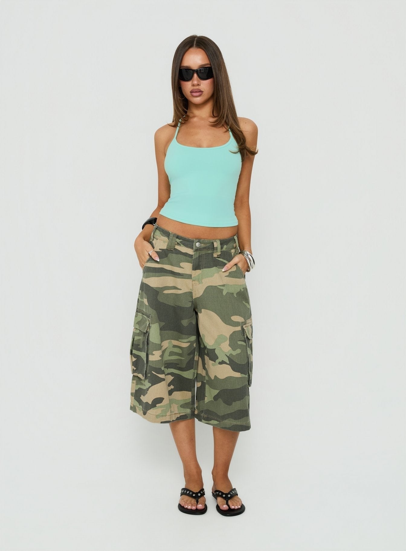 Daily Define Thin Strap Halter Tank Top Turquoise