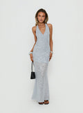 Espheria Low Back Wrap Sequin Maxi Dress Lilac