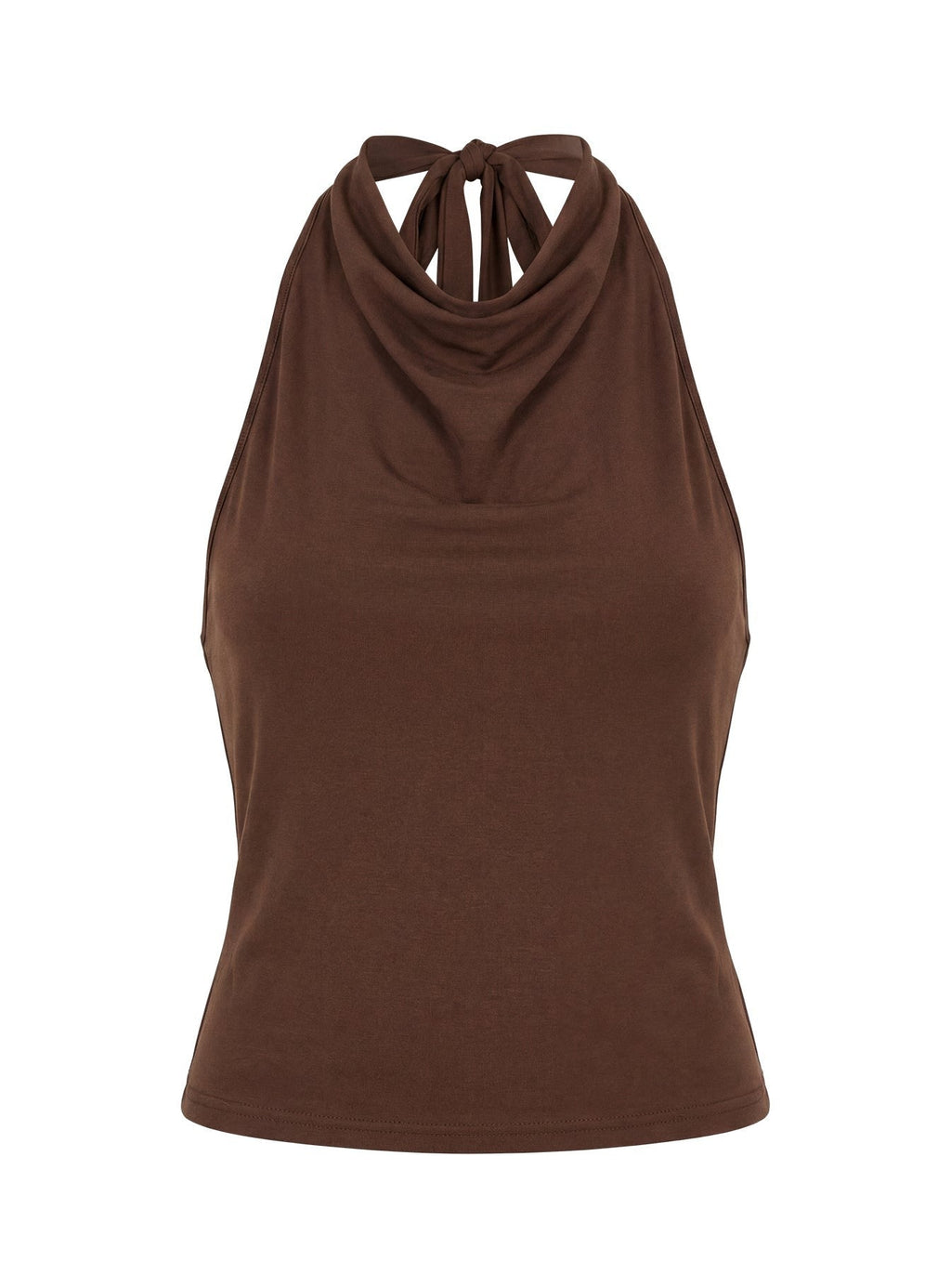 Katiana High Neck Cowl Top Brown