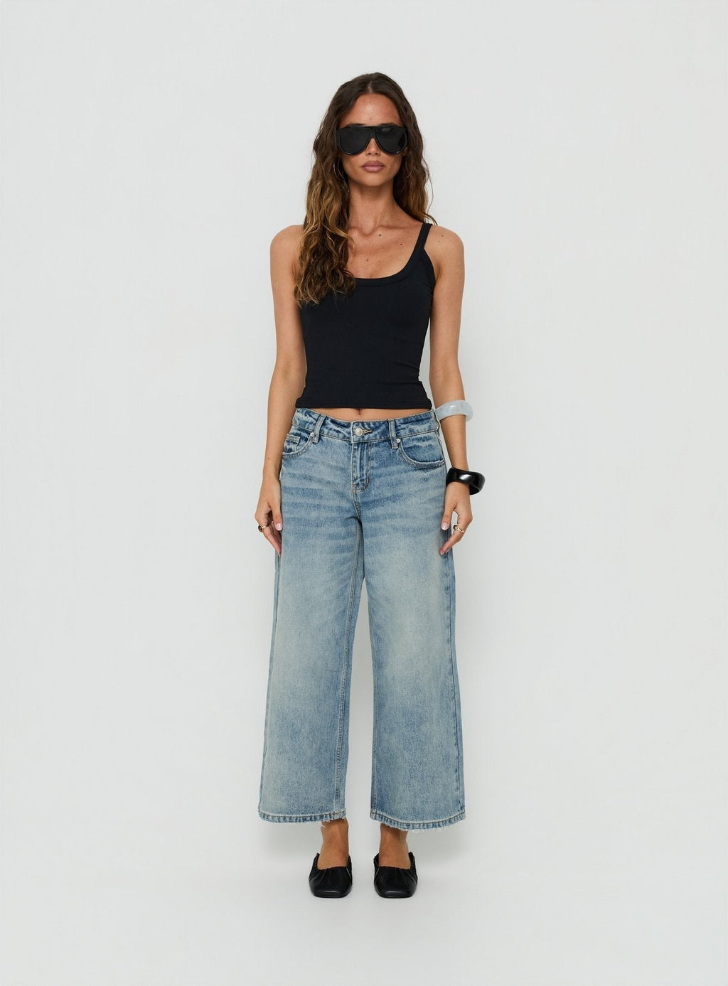 Sooki Low Rise Cropped Jeans Light Vintage Blue