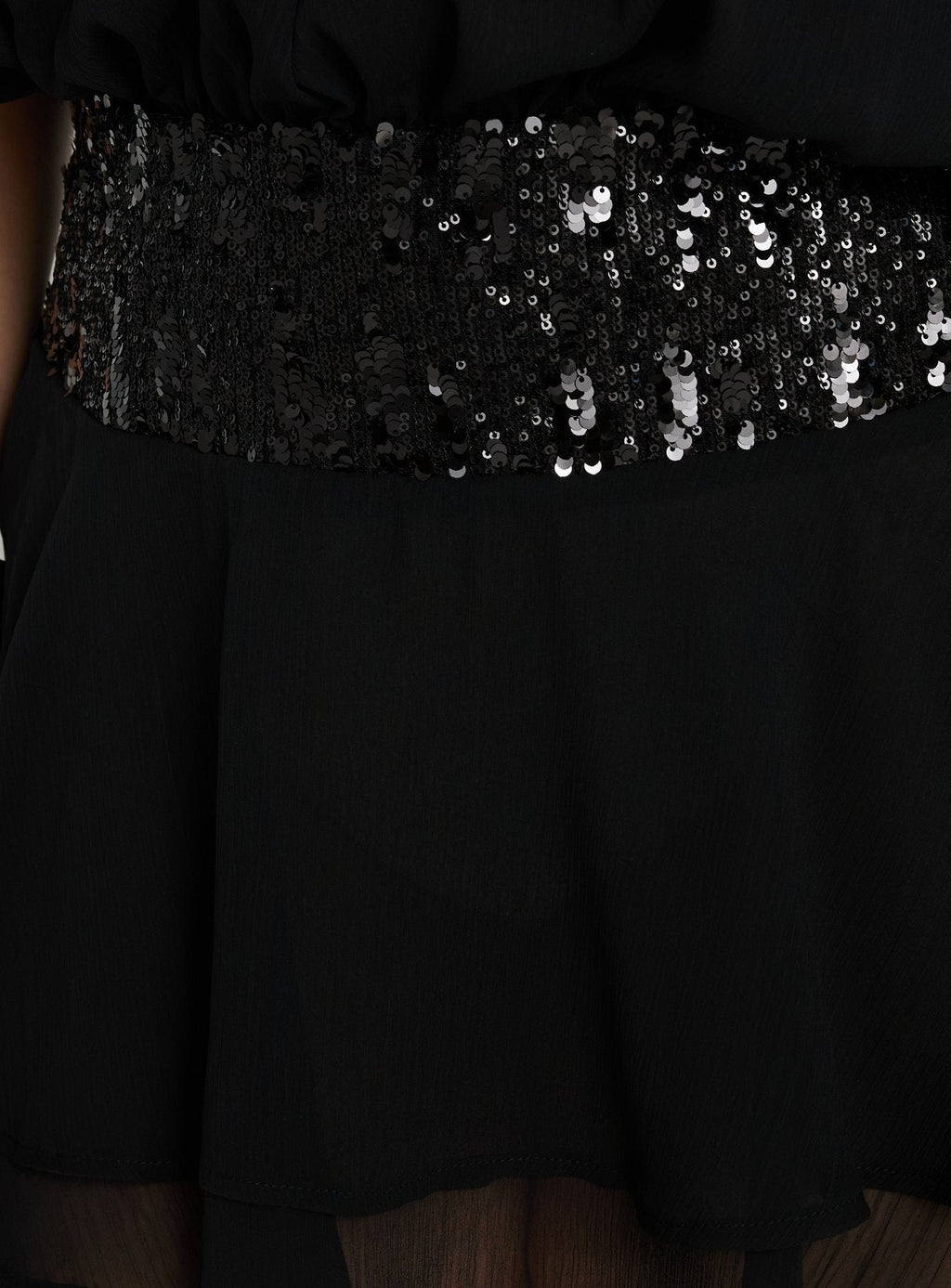 Zenayda Drop Waist Sequin Mini Dress Black Curve
