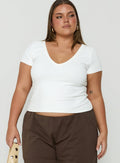 Daily Define Deep V Short Sleeve Top White Curve