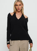 Sensibility Halter Detail Knit Sweater Black