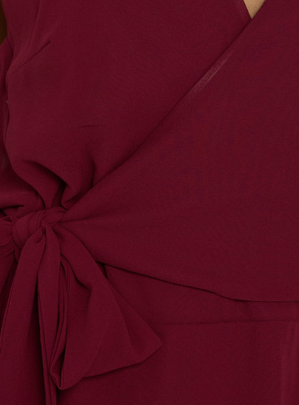 Dream Of Me Wrap Halter Mini Dress Burgundy