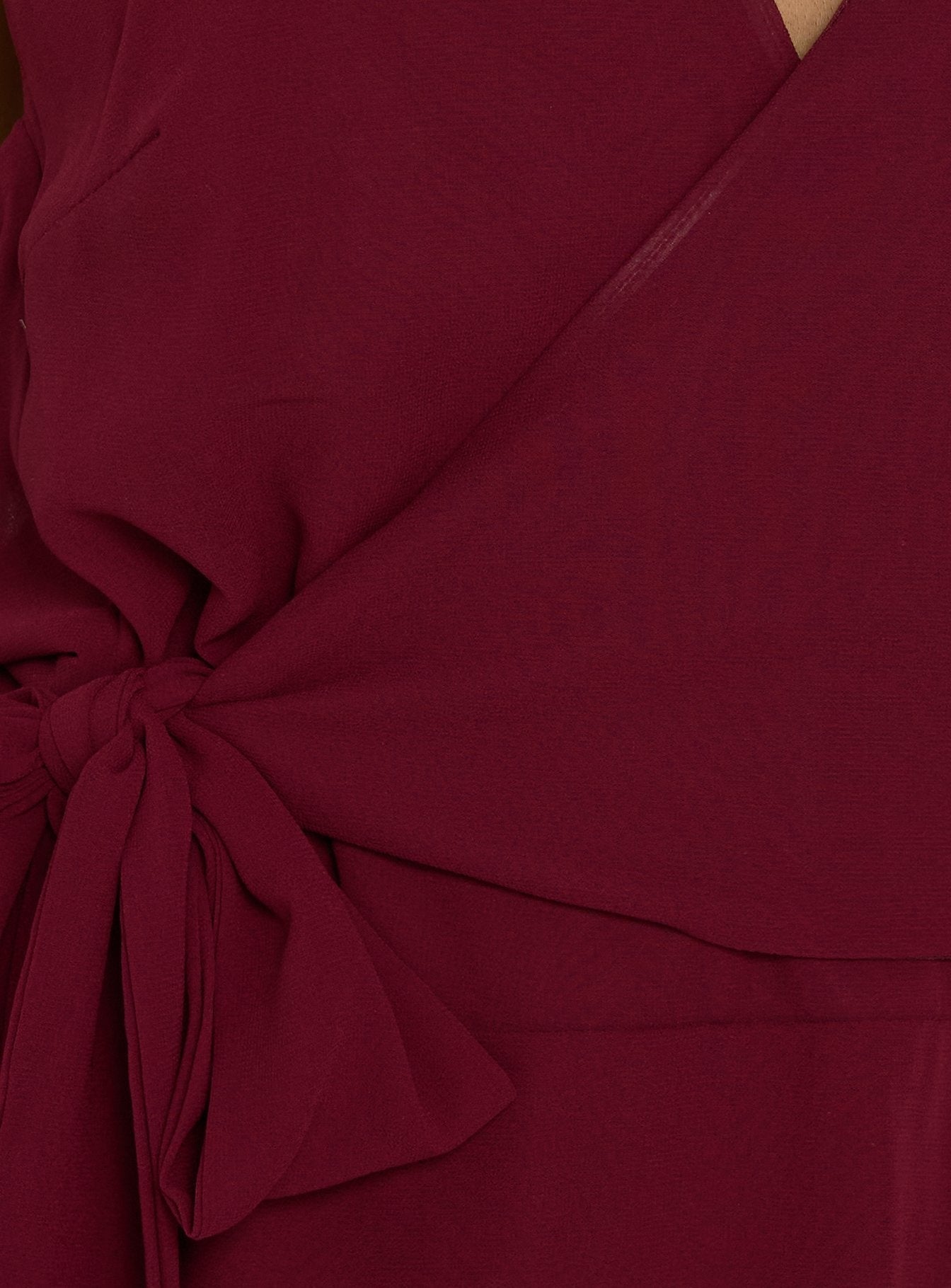 Dream Of Me Wrap Halter Mini Dress Burgundy