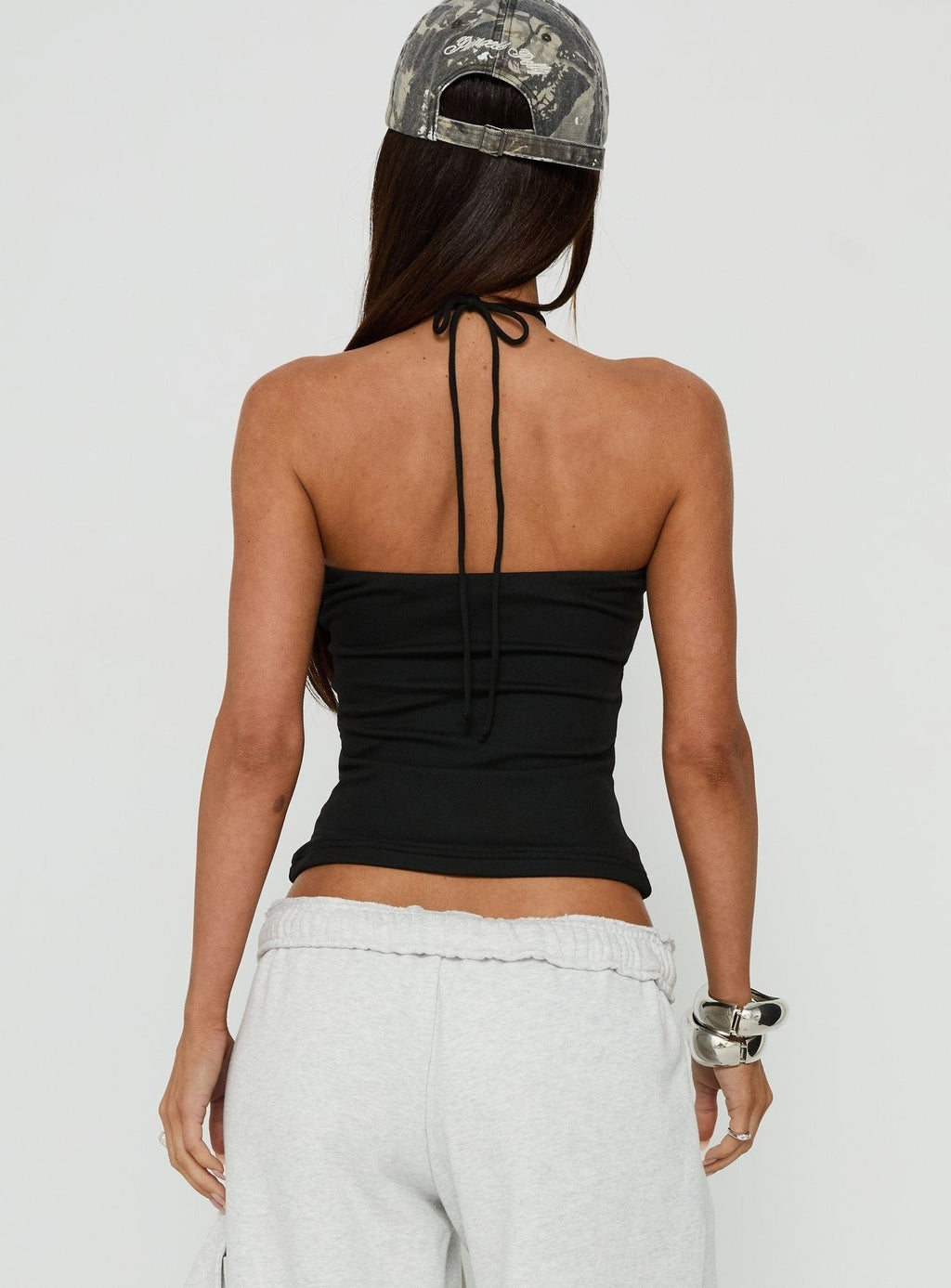 Charlottie Halter Keyhole Neckline Top Black
