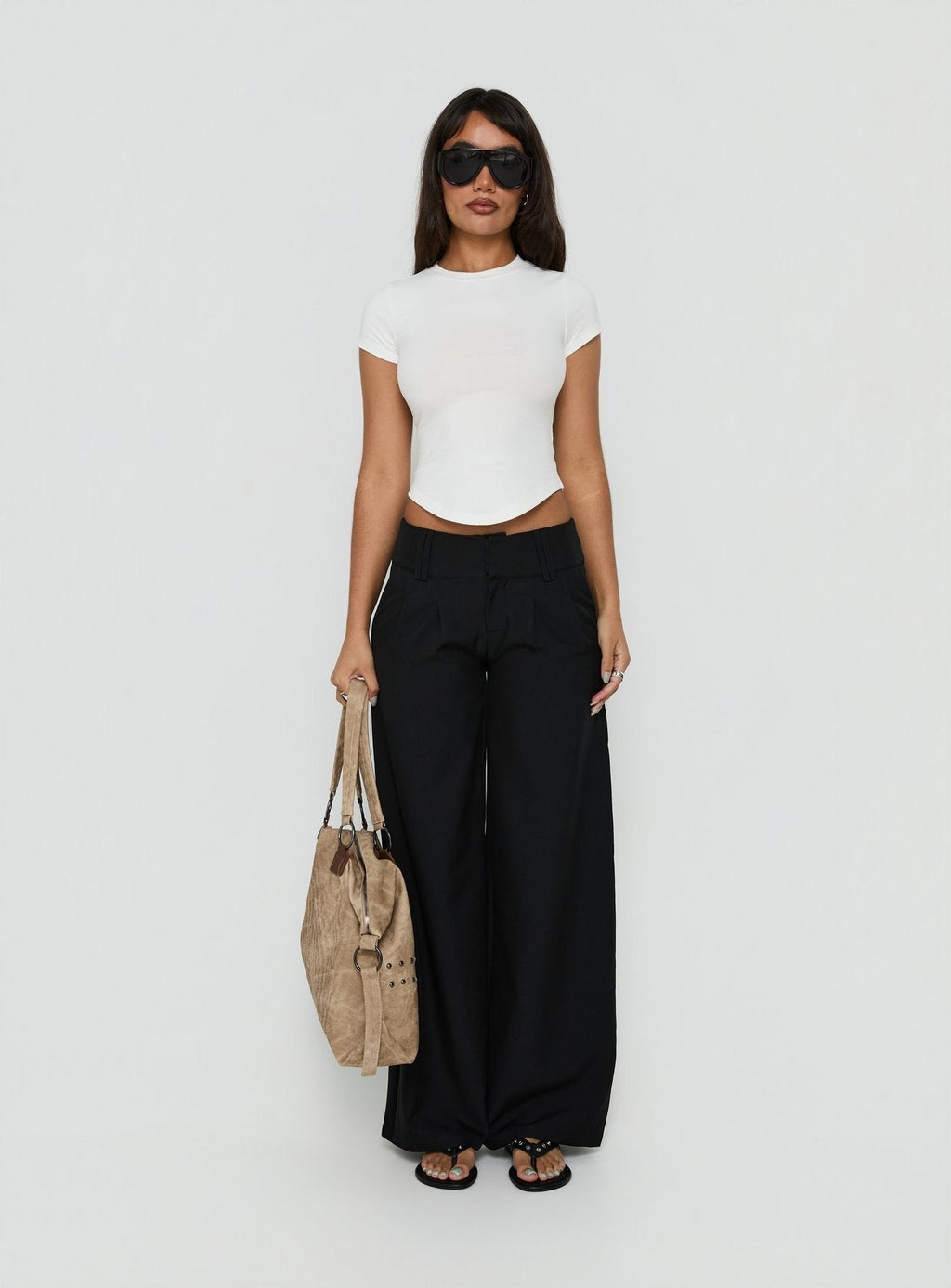 Loved Up Low Rise Baggy Pants Black