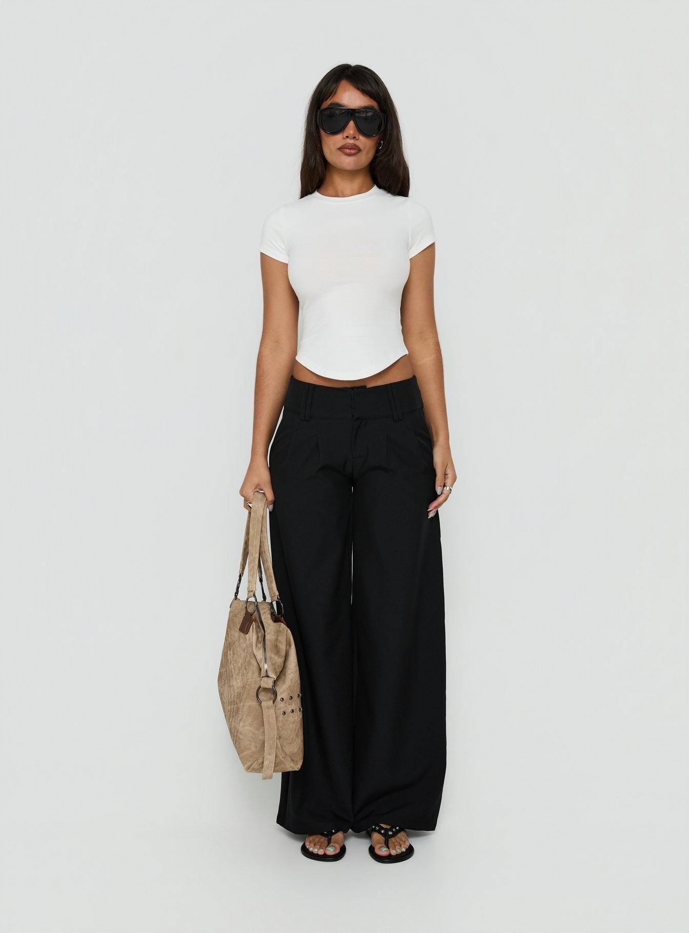 Loved Up Low Rise Baggy Pants Black