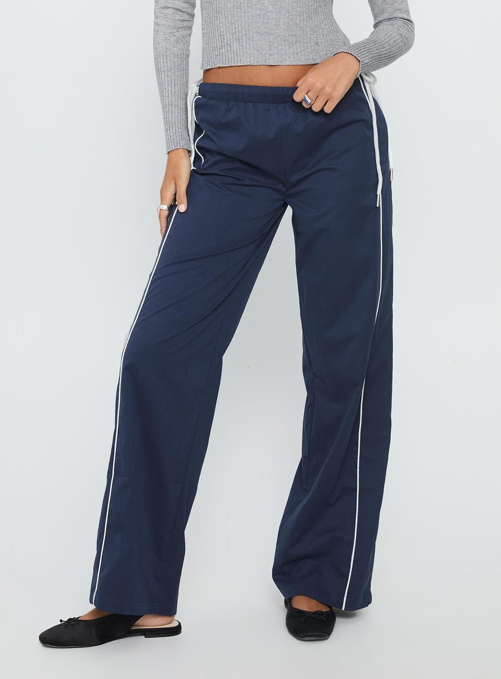 Jaycie Tie Side Track Pant Navy
