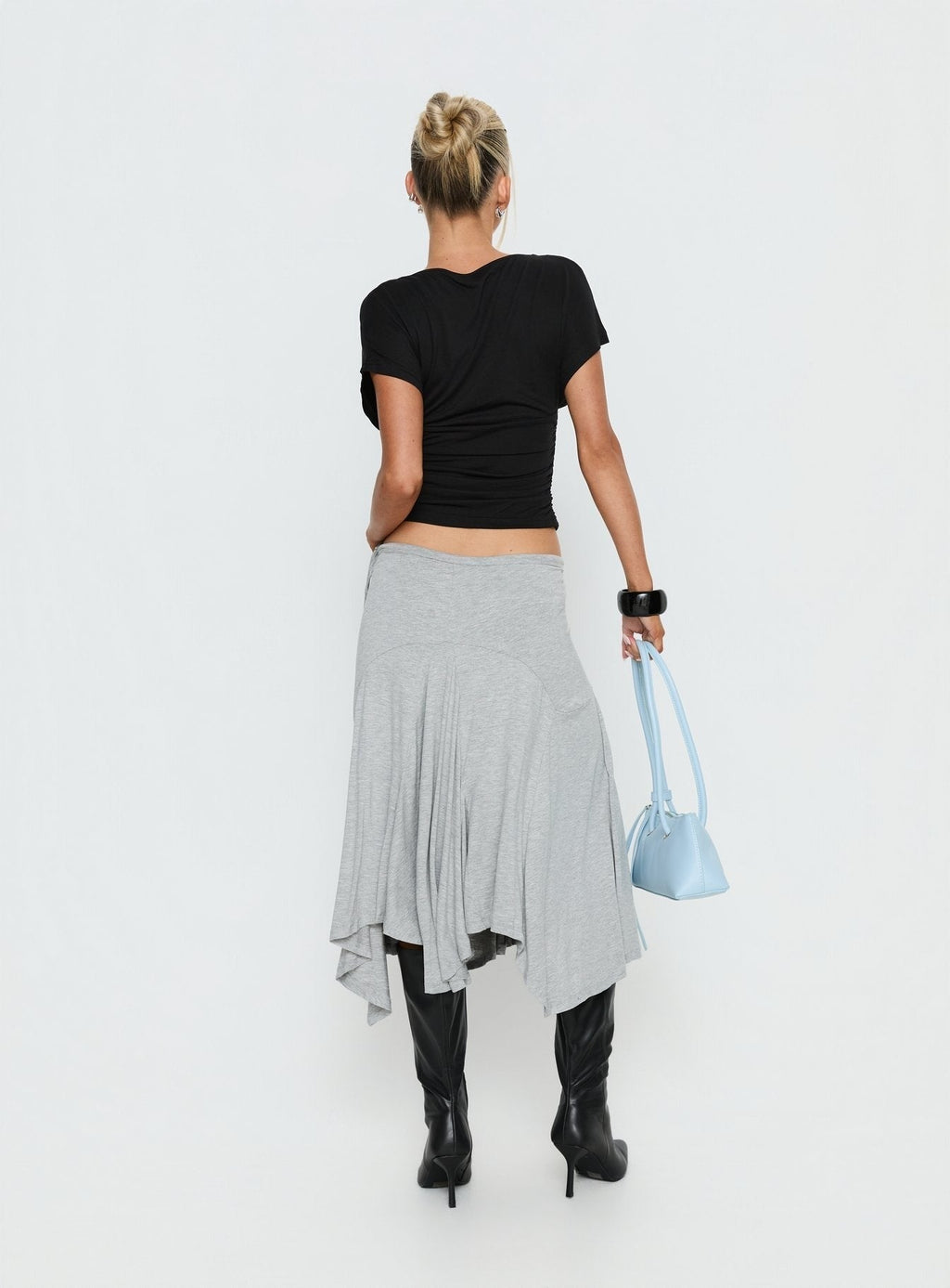 Natomi Jersey Midi Skirt Grey Marle