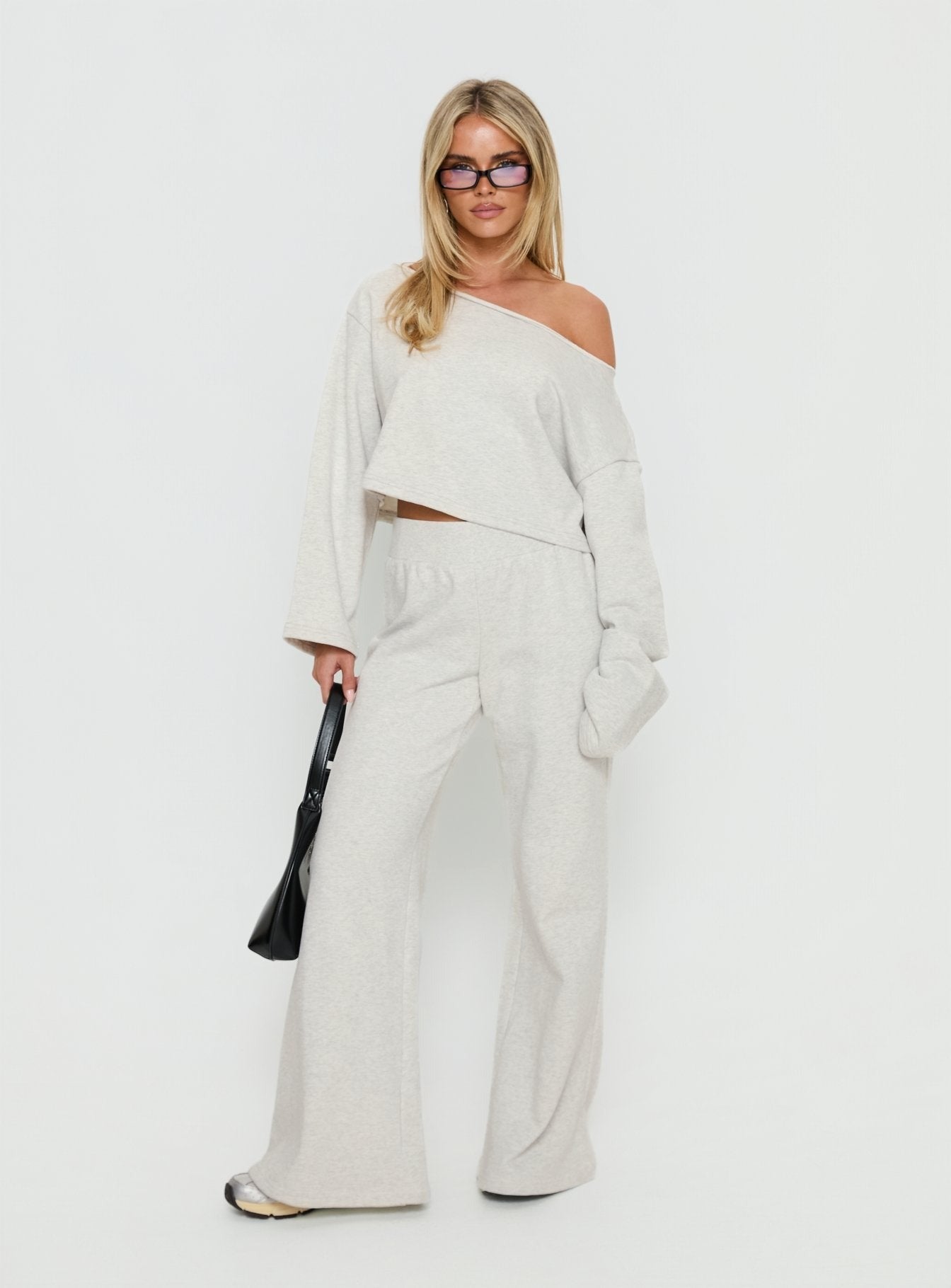 Retreat Raw Edge Off Shoulder Jumper Snow Marle