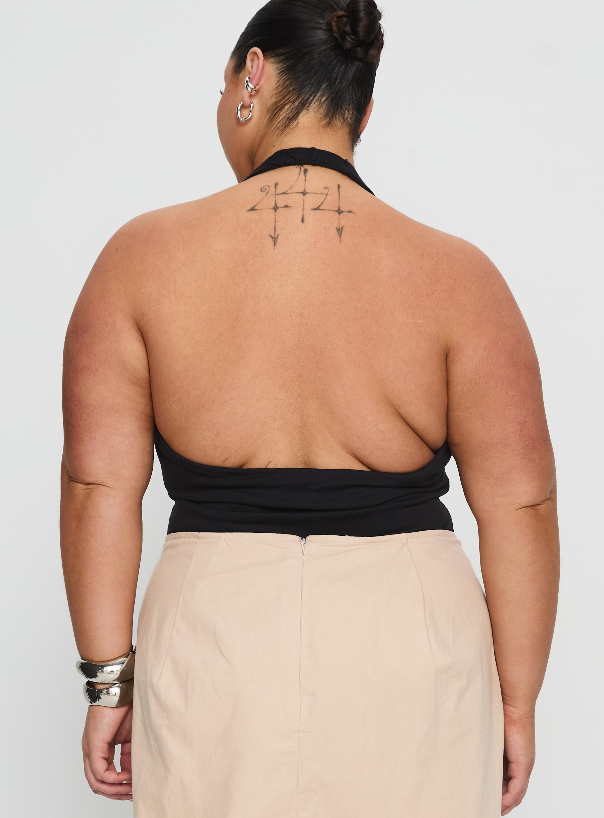 Someone New Halter Bodysuit Black Curve