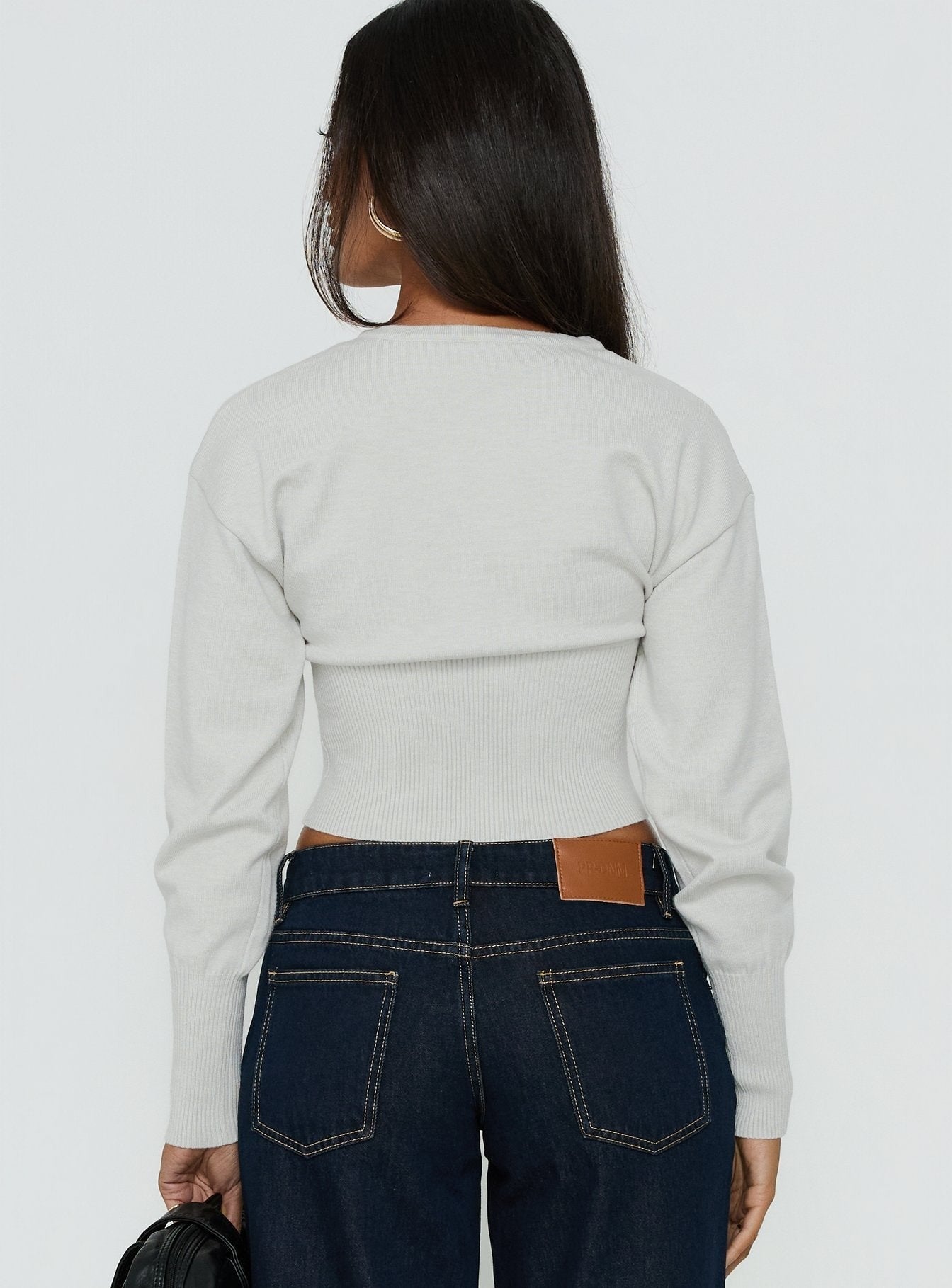 Emerina Cinched Button Down Cardigan Grey