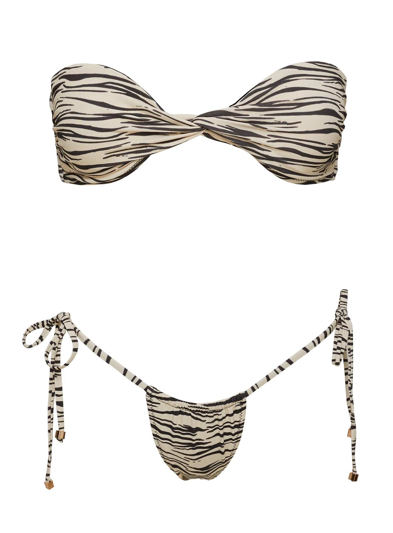 Glora Tie Side Bikini Bottoms Zebra