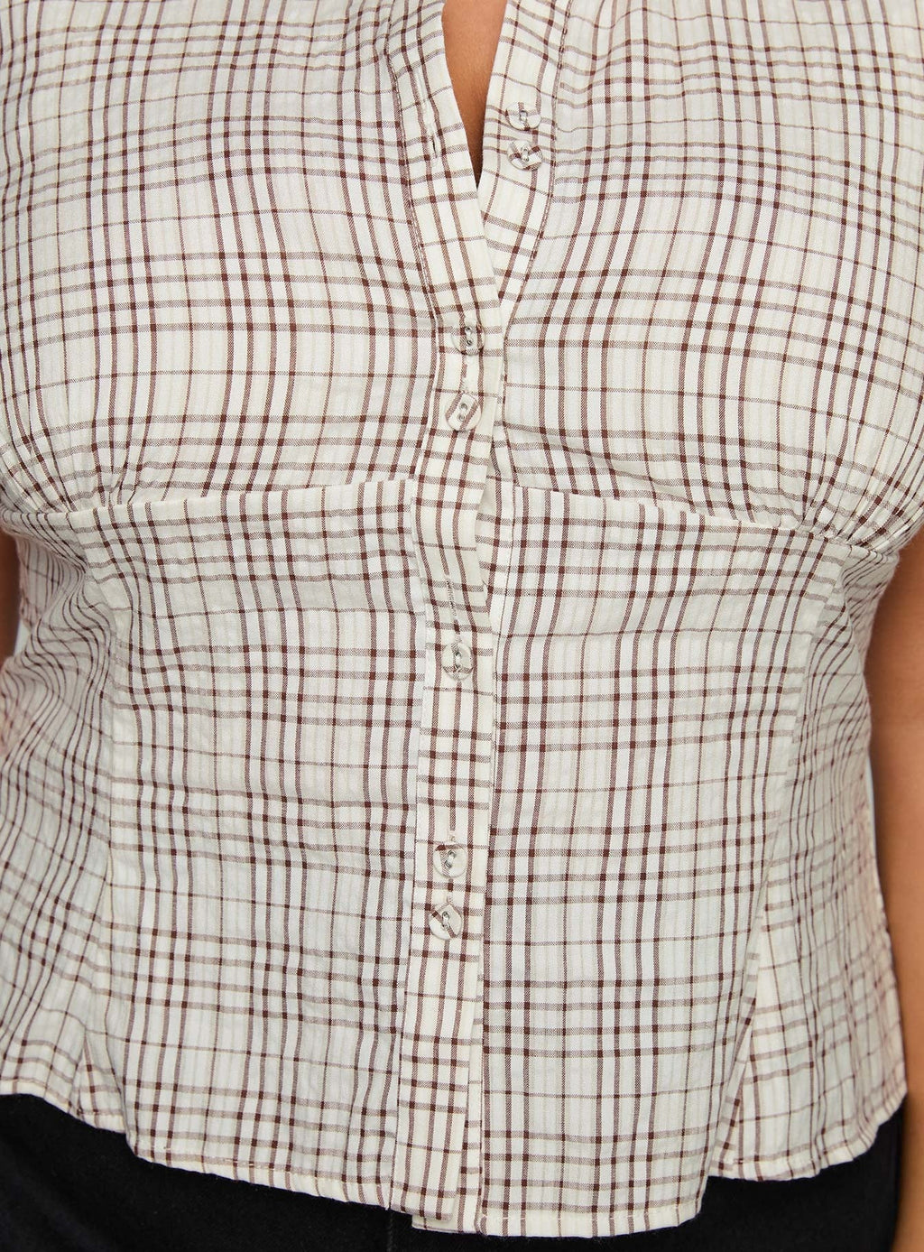 Cottesloe Blouse Top Brown Check Curve