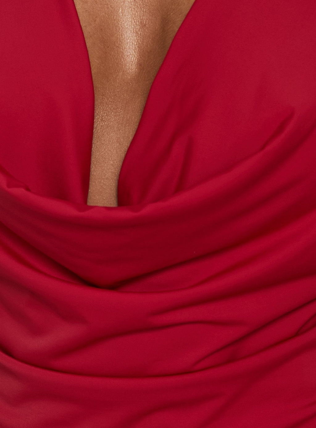 Brinly Jersey Cowl Neck Slouchy Top Red