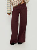 Ramos Low Rise Wide Leg Denim Jeans Currant