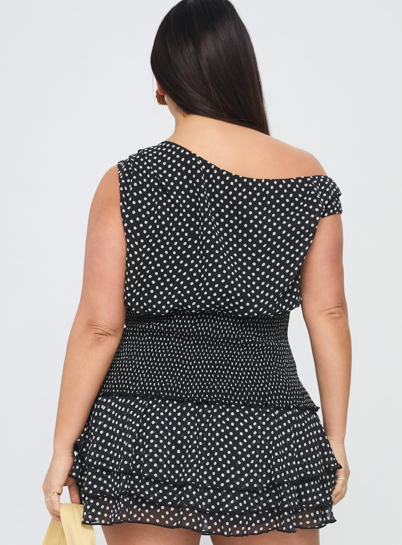 Ready To Party Off Shoulder Top Black Polka Dot Curve
