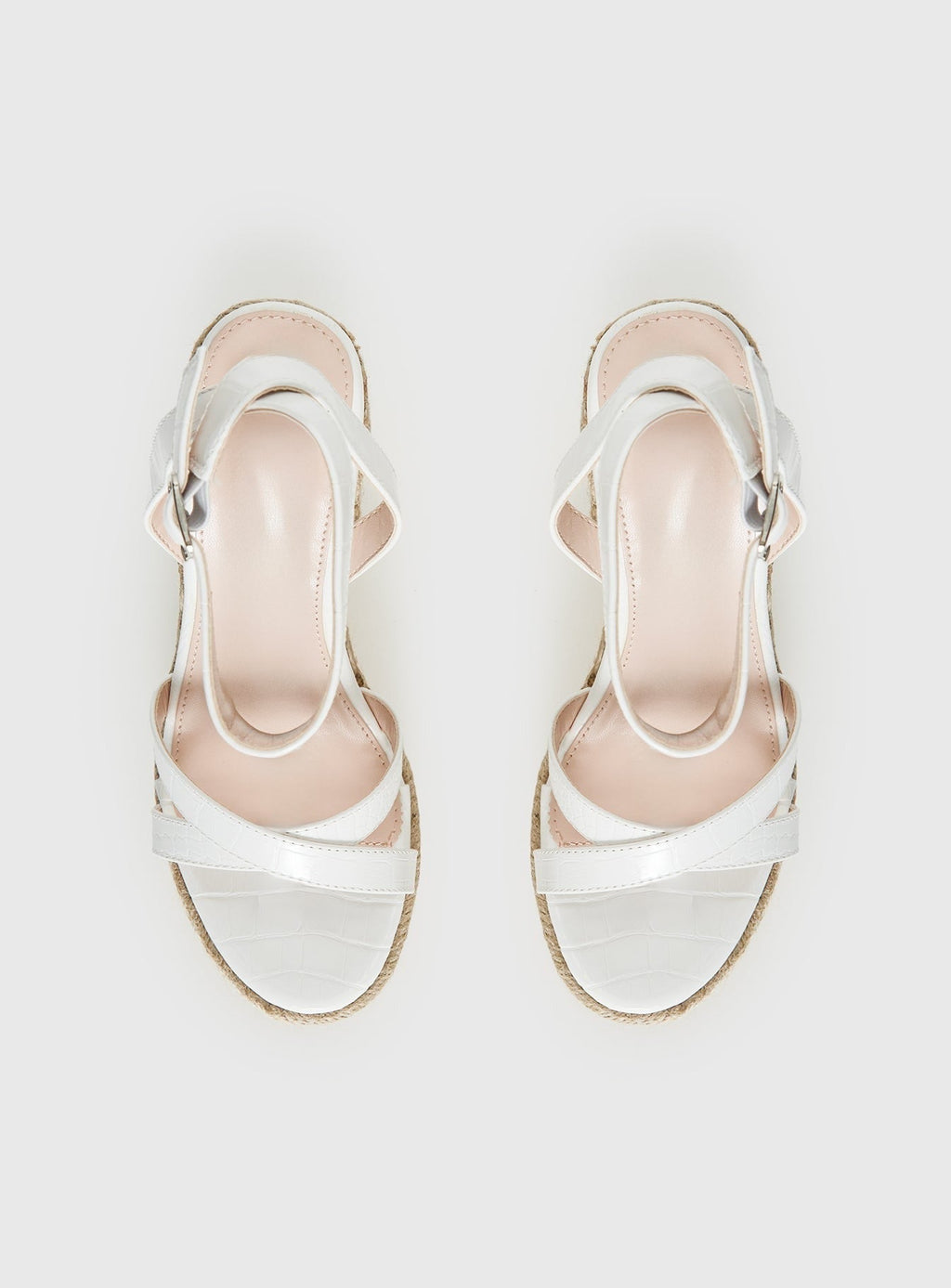 Jesper Espadrille Wedged Heels White Croc