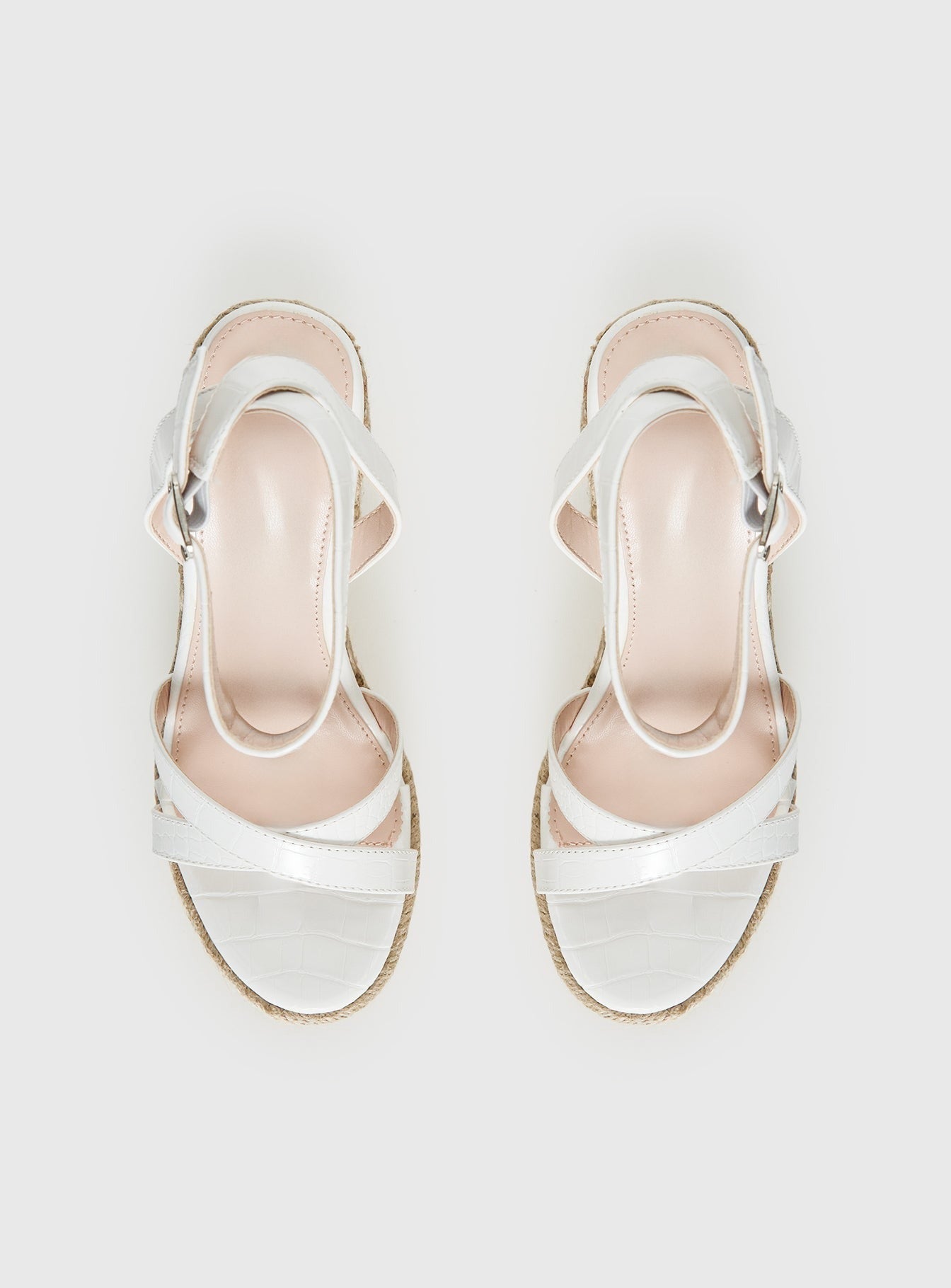 Jesper Espadrille Wedged Heels White Croc