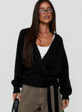 Daelan Wrap Knit Cardigan Black