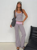 Kobee Jersey Flare Pants Slate / Dusty Pink