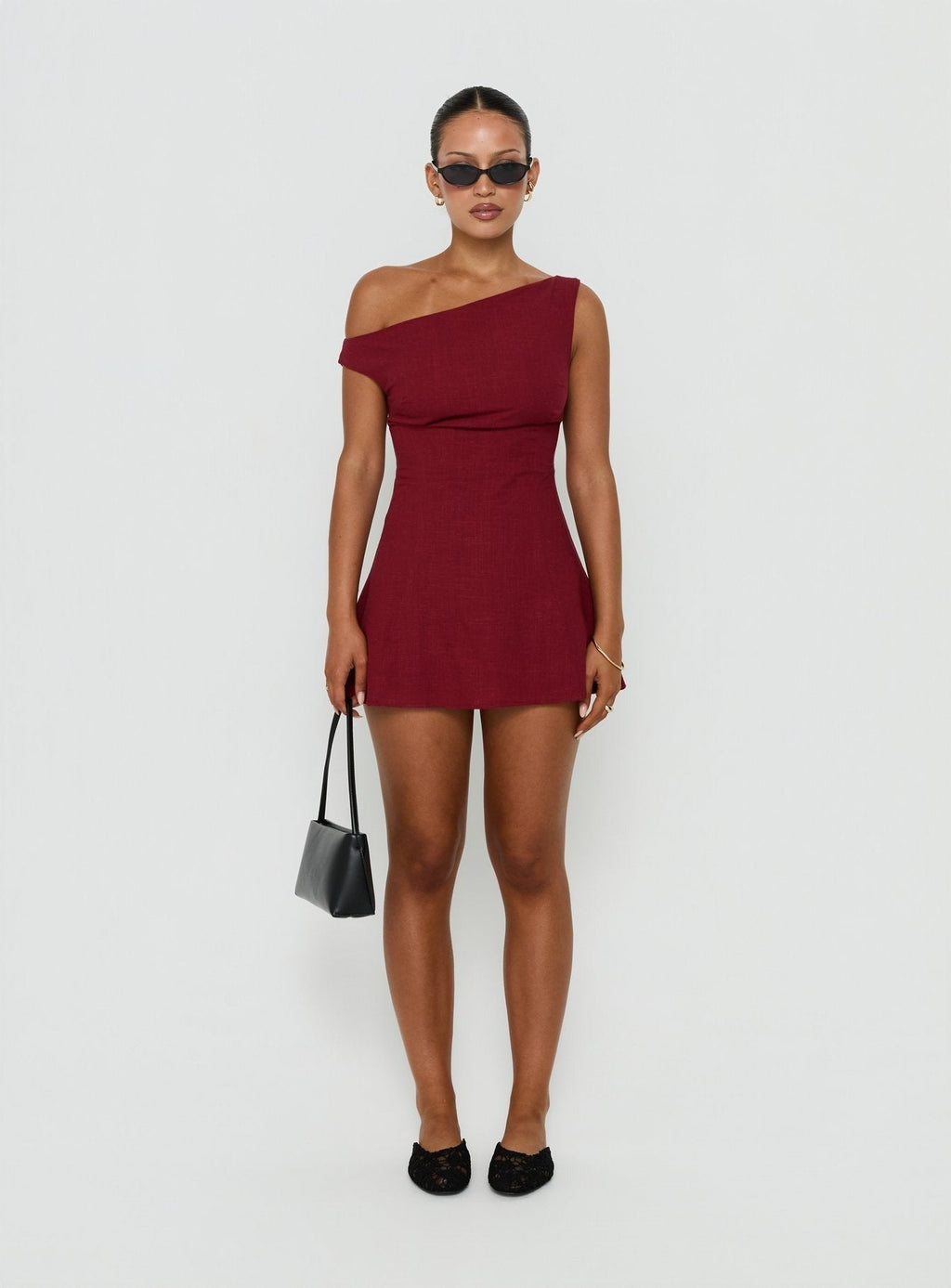 Anjela Off Shoulder Playsuit Cherry