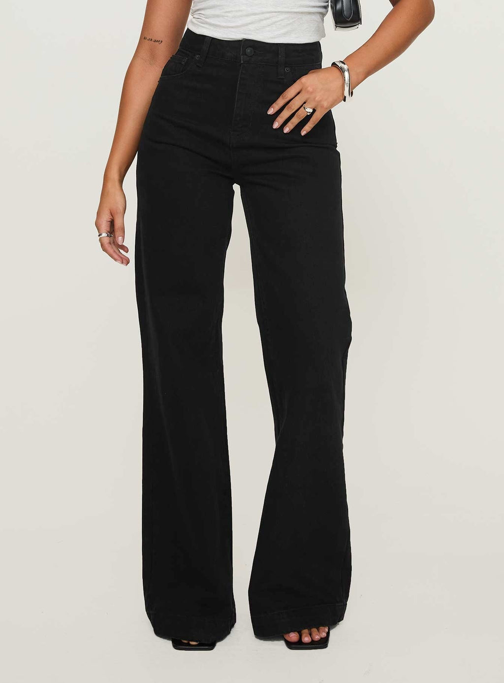 Goldie High Rise Wide Leg Jeans Black Tall