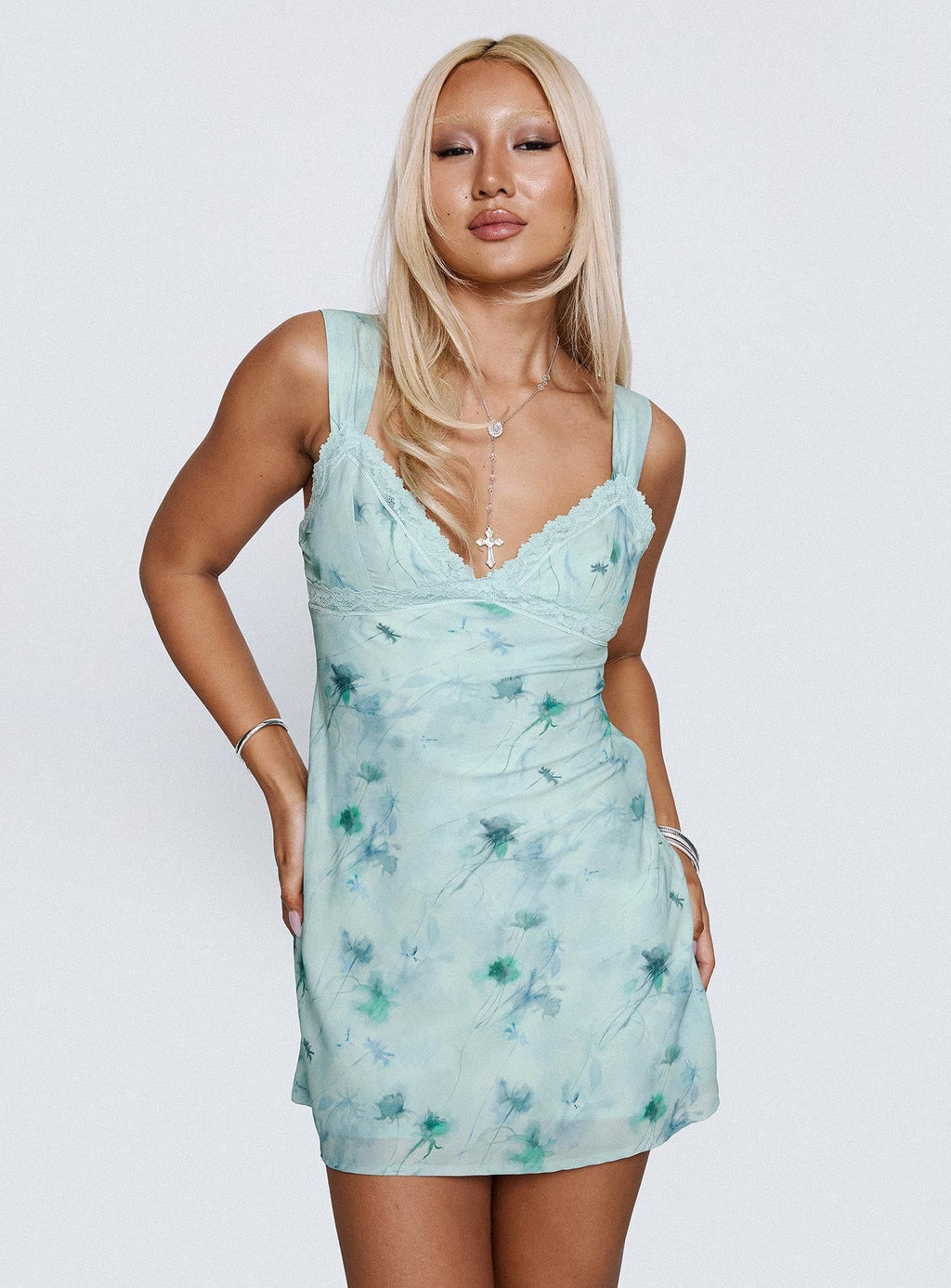 Love Beckons Mini Dress Blue Floral