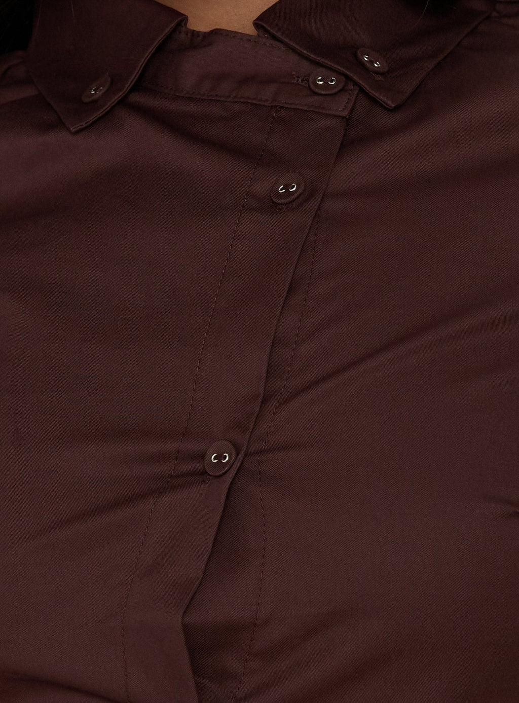 Naomee Asymmetrical Collared Short Sleeve Top Chocolate