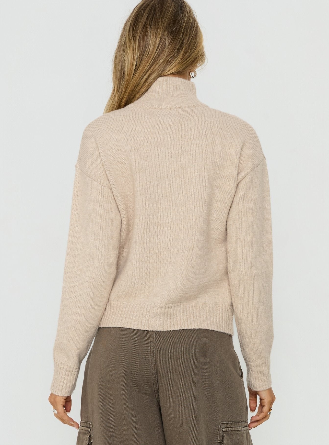 Klaura Funnel Neck Cardigan Oat