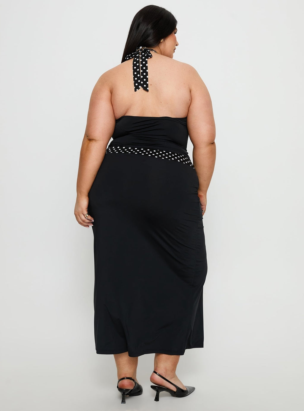 Norelle Halter Set Black Polka Curve