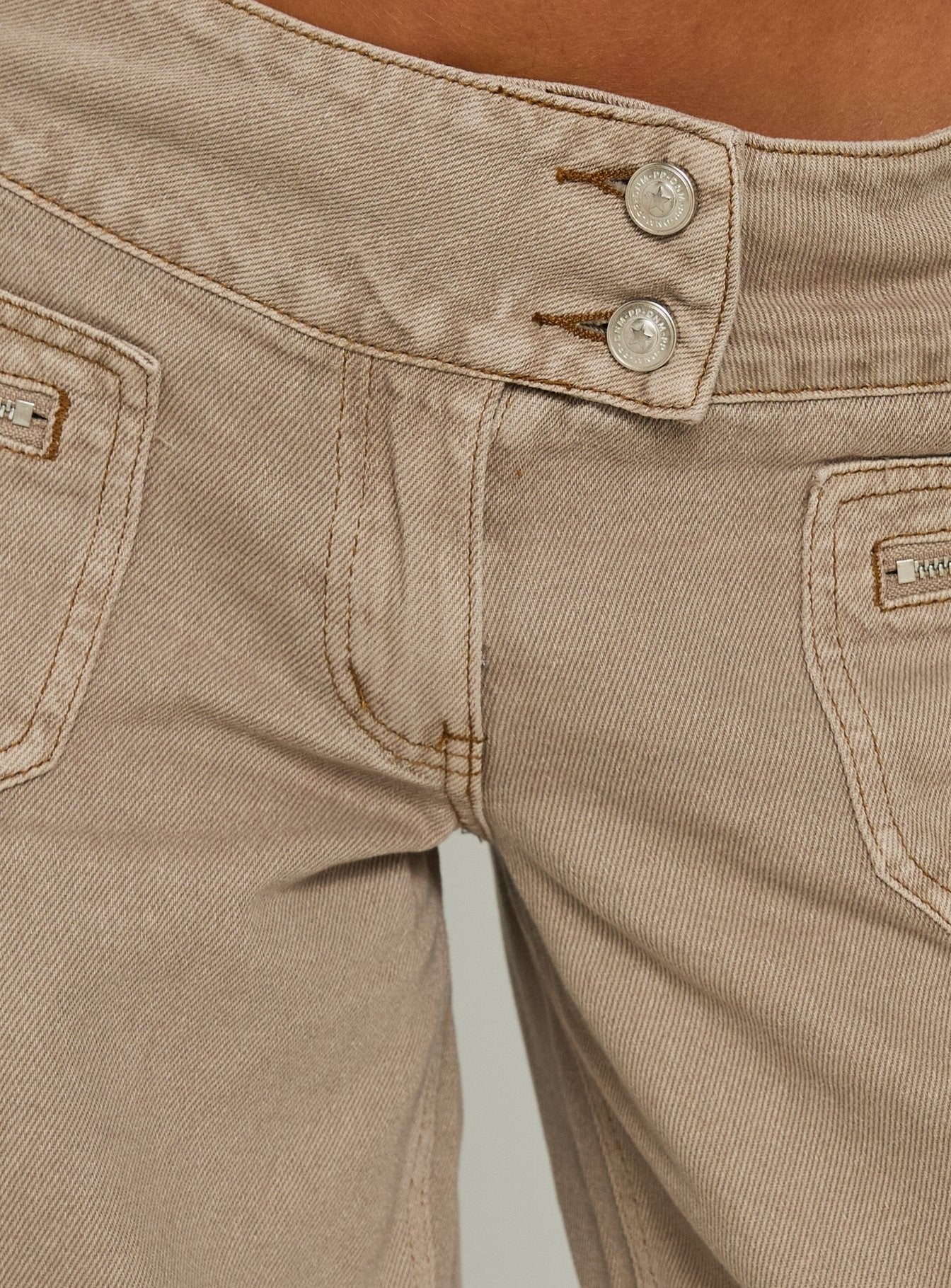 Unwritten Mid Rise Wide Leg Jeans Washed Brown