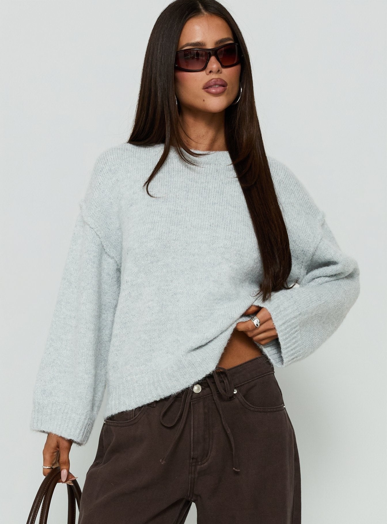 Syanah Knit Jumper Grey Marle