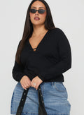 Sold On You Long Sleeve Top Black Curve