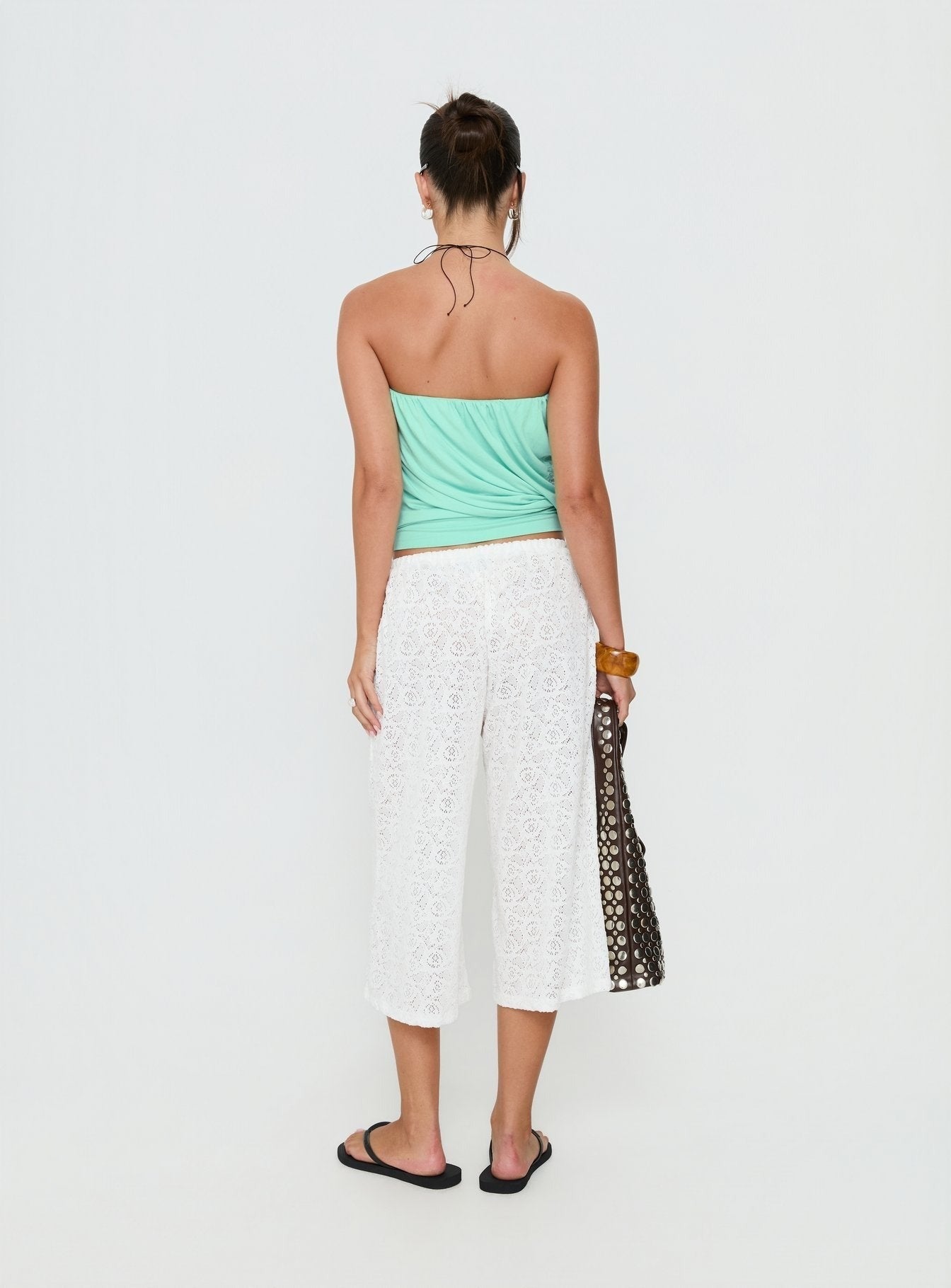 Kiss Me Quick 3/4 Lace Drawstring Pants White