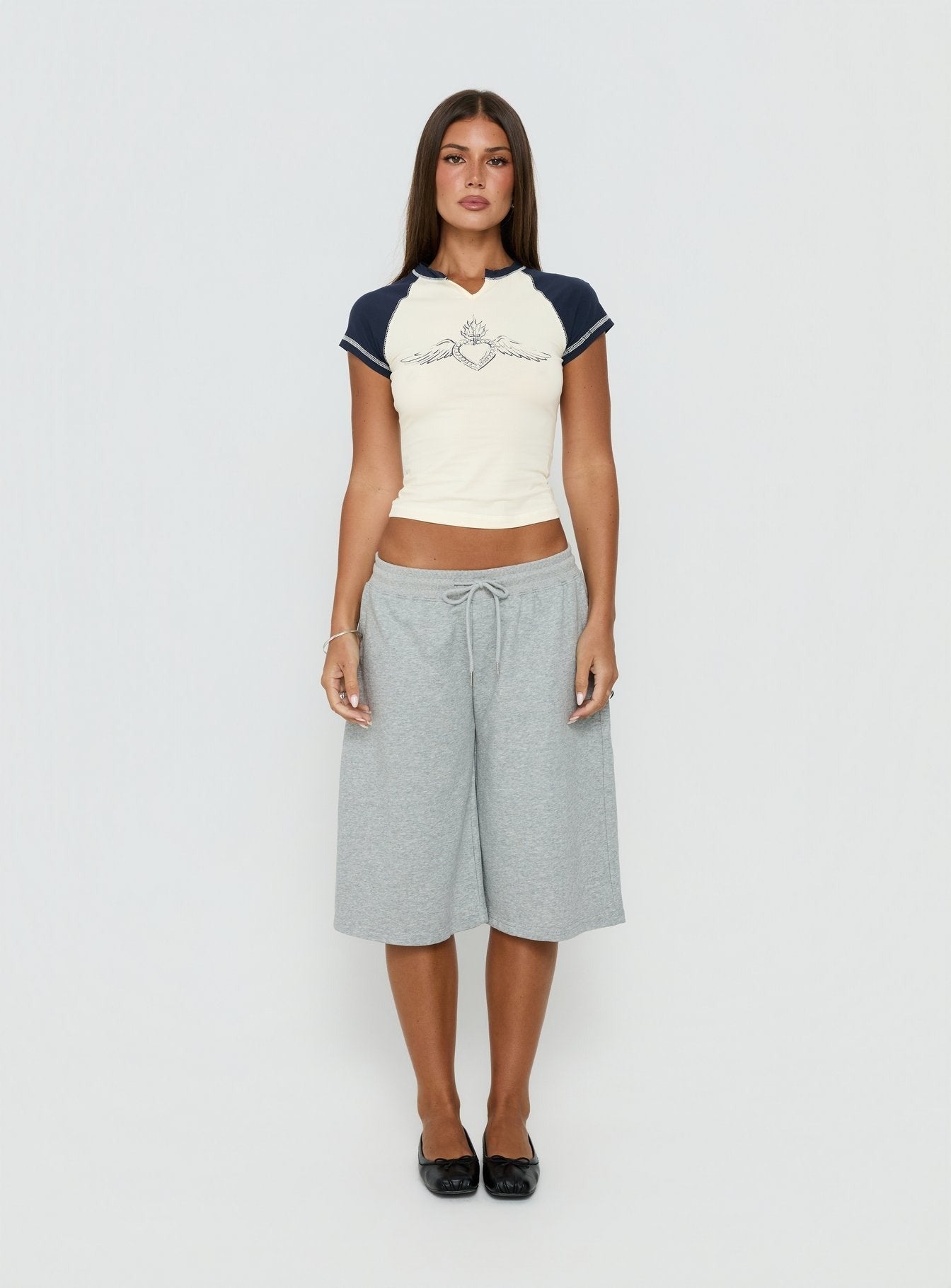Locket Love Graphic Raglan Tee Navy / Lemon