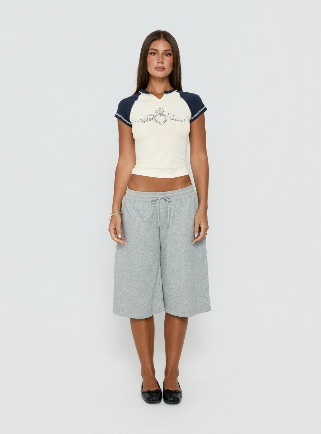 Locket Love Graphic Raglan Tee Navy / Lemon