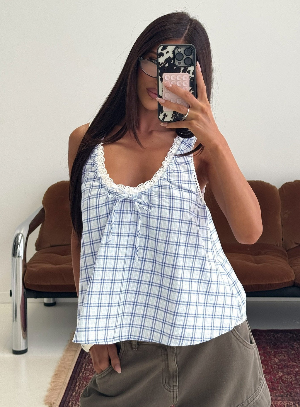 Antiquity Babydoll Top Multi Check